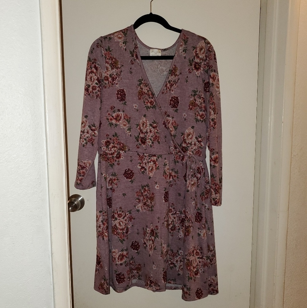 Floral wrap front dress